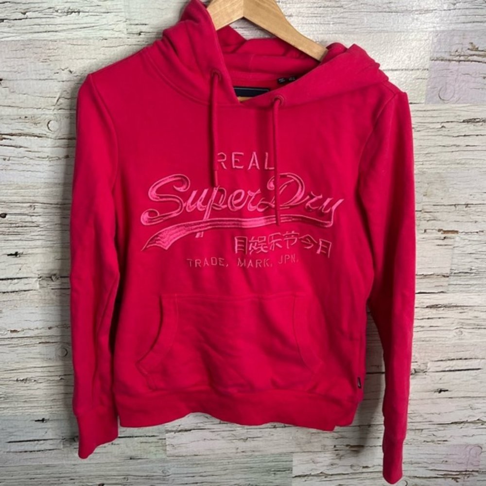 Superdry pink hoodie sweater size 8